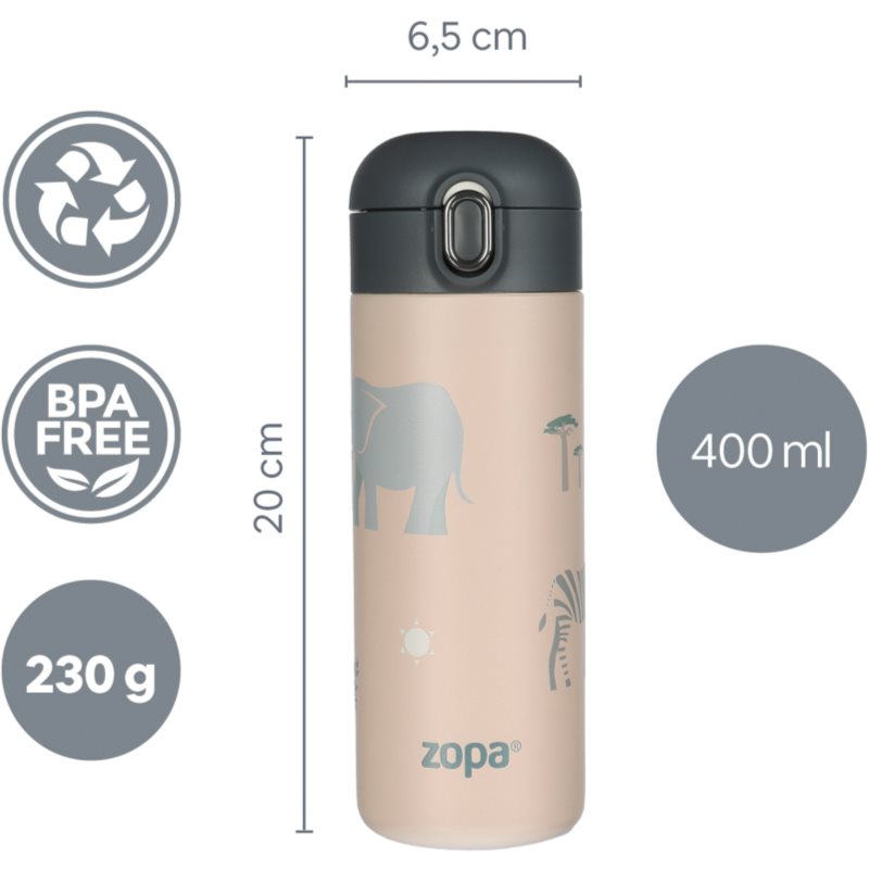 Zopa Thermo Bottle termoska s brčkem Cookie Beige 400 ml (obrázek 4)