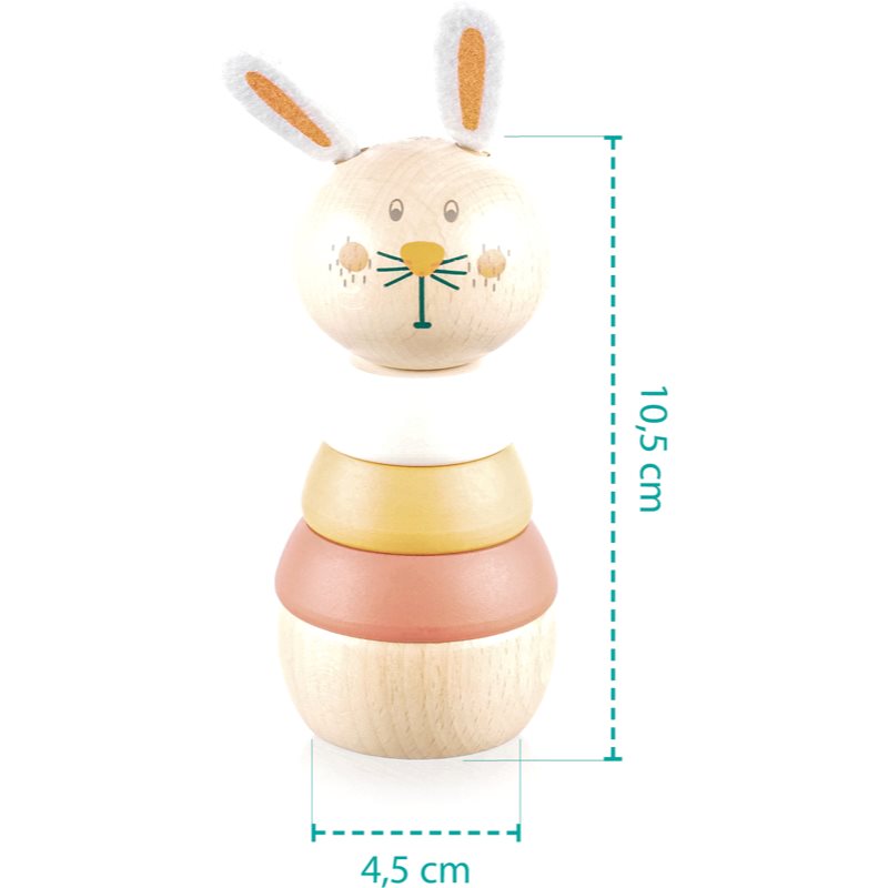 Zopa Wooden Rings Toy Animal пірамідка-звірятко з деревини Rabbit 1 кс