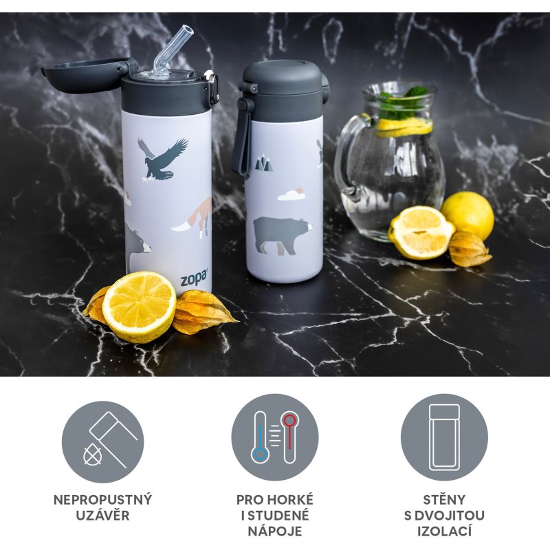 Zopa Thermo Bottle with Drinking Spout termoska s brčkem Safari 400 ml (obrázek 5)