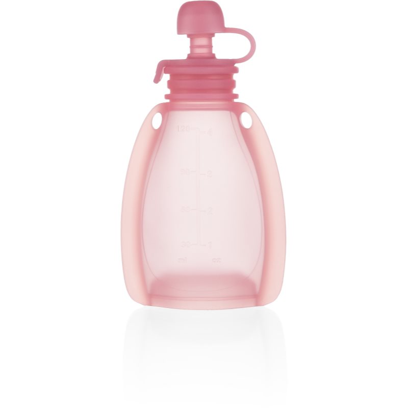 Zopa Silicone Refillable Baby Food Pouch knijpzakje 0 m+ Transparent Pink 120 ml