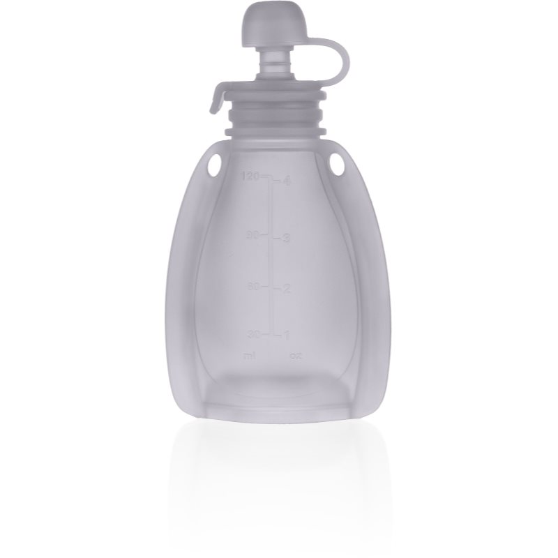 Zopa Silicone Refillable Baby Food Pouch knijpzakje 0 m+ Transparent Grey 120 ml
