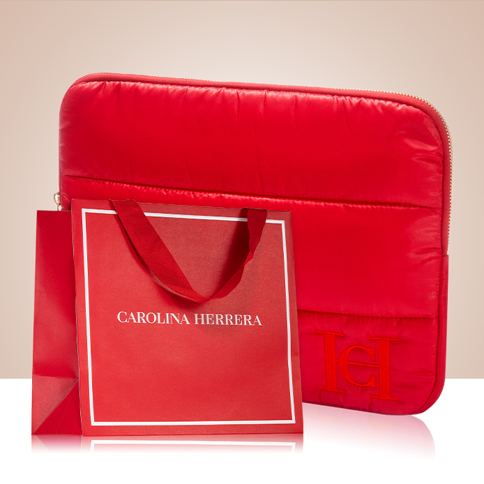 Luxurious Gift Wrapping and Laptop Case as Gifts from Carolina Herrera