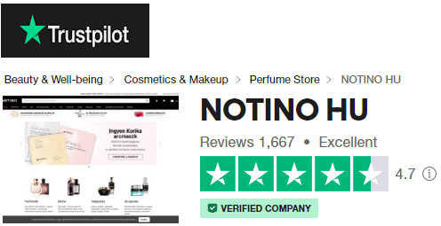 notino.hu 4,7 csillagos értékelése a Trustpilot portálon