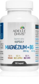 Adelle Davis Magnézium 200 mg + B6 40 mg kapsuly na podporu zníženia miery únavy a vyčerpania 100 cps