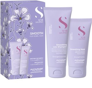 Alfaparf Milano Semi di Lino Smooth Minisize Kit Kit de voyage pour cheveux indisciplinés et frisottis