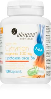 Aliness Cytrynian Magnezu 100mg z potasem 150mg, B6 (P-5-P) kapsułki dla prawidłowego funkcjonowania organizmu 100 caps.