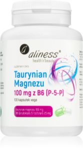 Aliness Taurynian Magnezu 100 mg z B6 (P-5-P) kapsułki wspomaganie prawidłowego funkcjonowania układu nerwowego, mięśni i zębów, redukcja poziomu zmęczenia 100 caps.