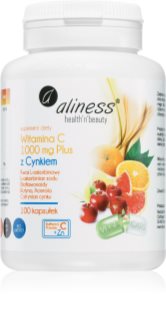 Aliness Witamina C 1000mg + cynk kapsułki dla wsparcia układu odpornościowego, pięknych włosów i skóry 100 caps.