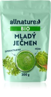 Allnature Mladý jačmeň BIO prášok v BIO kvalite na detoxikáciu organizmu a podporu imunity