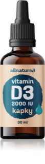 Allnature Vitamin D3 Forte 2000IU kvapky na podporu správneho vstrebávania vápnika a fosforu 30 ml