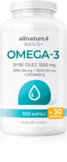 Allnature Basis+ Omega 3 kapsle pro normální činnost srdce a mozku 180 cps