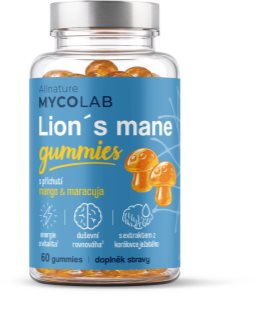Allnature Mycolab Lion’s Mane Gummies ovocné želé pro podporu duševní rovnováhy příchuť Mango & Maracuja 60 ks
