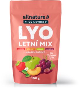 Allnature Lyo Mix letní – jahoda, broskev, jablko, hroznové víno mrazem sušené ovoce 100 g
