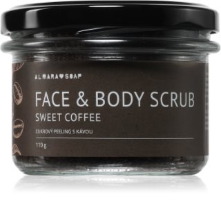 Almara Soap Face & Body Scrub exfoliant din zahar corp si fata cu parfum Sweet Coffee 110 g
