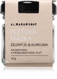 Almara Soap Face masca de fata pentru curatare pentru ten gras si problematic Green clay & turmeric 20 g
