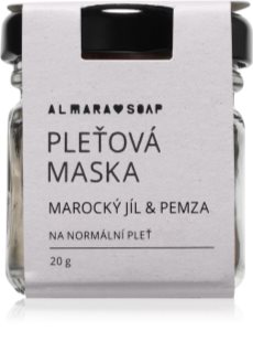 Almara Soap Face masca pentur fata cu efect de peeling pentru piele normala Moroccan clay & pumice 20 g