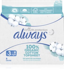 Always Cotton Protection Night vložky bez parfemace 8 ks