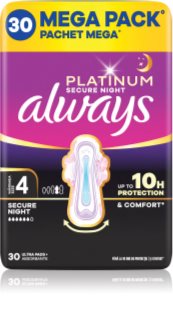 Always Platinum Secure Night Size 4 pensos higiénicos para a noite