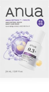 Anua Retinol + Niacin Night Care Mask protivrásková plátenná maska pre zjednotenie farebného tónu pleti 24 ml