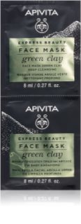 Apivita Express Beauty Green Clay maseczka oczyszczająco-wygładzająca z zielonej glinki 2 x 8 ml