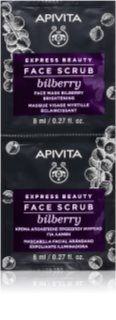 Apivita Express Beauty Bilberry peeling intensywnie oczyszczający z efektem rozjaśniającym 2 x 8 ml