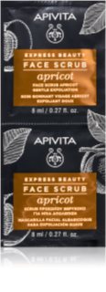Apivita Express Beauty Apricot delikatny peeling oczyszczający do twarzy 2 x 8 ml