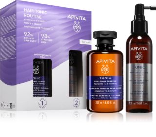 Apivita Tonic Men's Routine set against hair loss