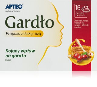 Apteo Gardło propolis z dziką różą twarde pastylki na wsparcie układu odpornościowego 16 szt.