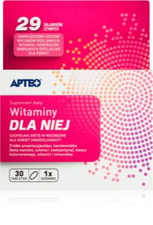 Apteo Witaminy dla niej tabletki dla wsparcia układu odpornościowego, pięknych włosów i skóry 30 tabletek