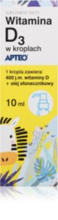 Apteo Witamina D3 krople na wsparcie odporności oraz optymalnego wzrostu i rozwoju kości 10 ml