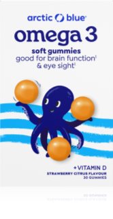 Arctic Blue Omega 3 + Vitamin D podpora psychické a fyzické odolnosti pro děti příchuť Strawberry & Citrus 30 ks