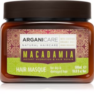 Arganicare Macadamia Hair Masque máscara capilar nutritiva para cabelo seco a danificado 500 ml