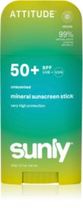 Attitude Sunly Mineral Sunscreen Stick SPF 50+ crema protettiva minerale per viso e corpo in stick senza profumazione 60 g