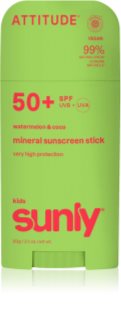 Attitude Sunly Kids Watermelon & Coco crème protectrice minérale visage et corps en stick SPF 50+ 60 g