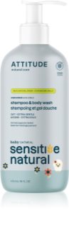 Attitude Sensitive Natural Baby Oatmeal champú y gel de baño 2 en 1 para pieles sensibles para niños 473 ml