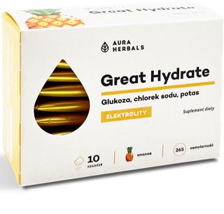 Aura Herbals Great Hydrate ananas proszek do przygotowania napoju zapewnienia równowagę elektrolityczną 10 szt.