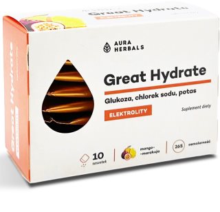 Aura Herbals Great Hydrate mango-marakuja proszek do sporządzania roztworu doustnego zapewnienia równowagę elektrolityczną 10 szt.