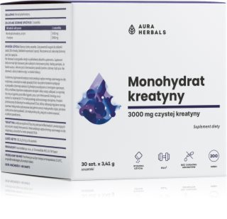 Aura Herbals Kreatyna monohydrat saszetki dla zwiększenia masy mięśniowej 30x3.41 g