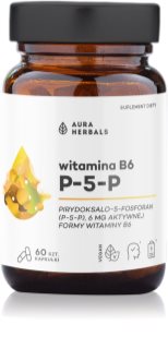 Aura Herbals Witamina B6 P-5-P kapsułki wspomaganie prawidłowego funkcjonowania układu nerwowego, mięśni i zębów, redukcja poziomu zmęczenia 60 caps.