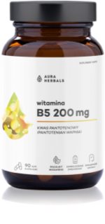 Aura Herbals Witamina B5 200 mg Kwas Pantotenowy kapsułki do wsparcia metabolizmu energetycznego 90 caps.