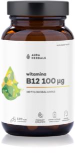 Aura Herbals Witamina B12 100 µg Metylokobalamina kapsułki dla zwiększenia odporności, redukcji poziomu zmęczenia i wyczerpania 120 caps.