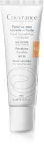 Avène Couvrance Fluid Foundation Corrector hosszan tartó és erősen fedő alapozó SPF 20 árnyalat 1.0 Porcelain 30 ml