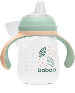 Baboo Cup with Silicone Spout ceasca cu mânere Peachy Keen 6m+ 260 ml