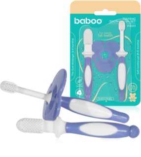 Baboo Toothbrush Set zestaw do pielęgnacji zębów dla niemowląt Blue Haze, 6m+ 3 szt.