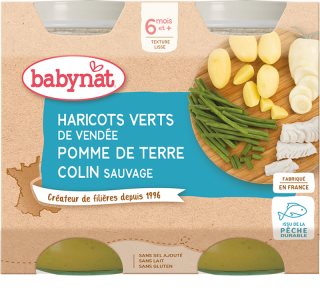 Babybio BIO brambory a zelené fazolky s aljašskou treskou dětský příkrm 2x200 g