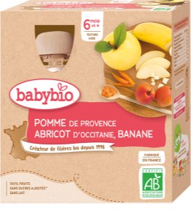 Babybio BIO jablko, meruňka a banán ovocný příkrm 4x90 g