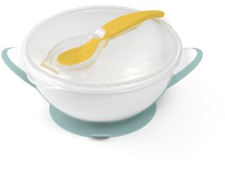 BabyOno Be Active Suction Bowl with Spoon jedálenská sada pre deti Green/Yellow 6 m+ 2 ks