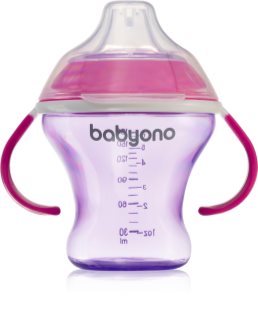 BabyOno Take Care Non-spill Cup with Soft Spout trainingsbeker met handvaten Purple 3 m+ 180 ml