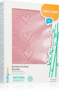 BabyOno Take Care Bamboo Knitted Blanket couverture Pink Hearts 75x100 cm