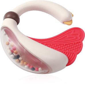 BabyOno Rattle With Teether 3m+ rammelaar met bijtring Swan 1 st